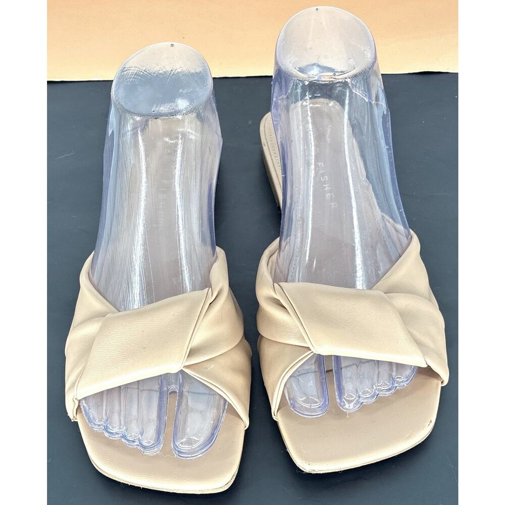 Marc Fisher LTD Mayson Tan Knot Slide Sandals Size 7.5M Padded Square Toe - Picture 6 of 8